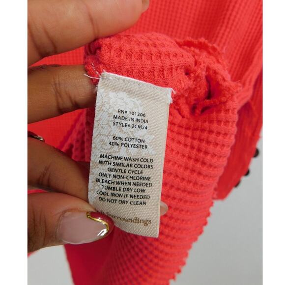 Soft Surroundings Womens My Time Waffle Pullover Top‎ Size M Red Vibrant Casual - Picture 5 of 5